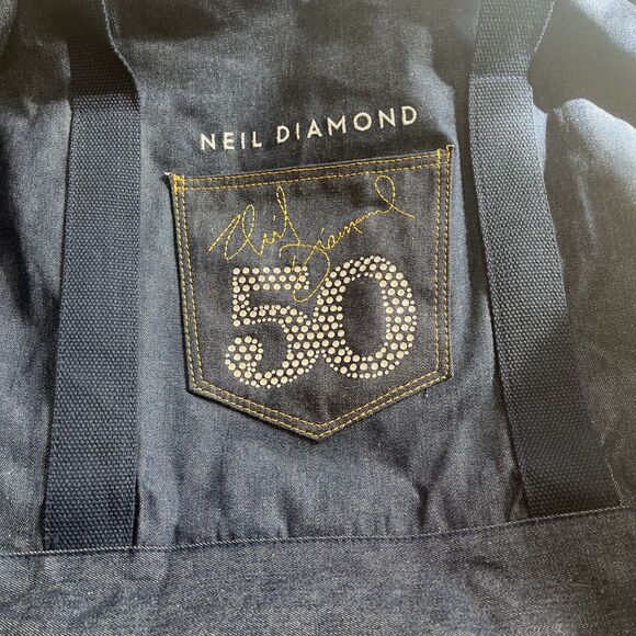Neil Diamond 50th Anniversary Denim Dufflebag Tote With Rhinestone Accents - Picture 2 of 6